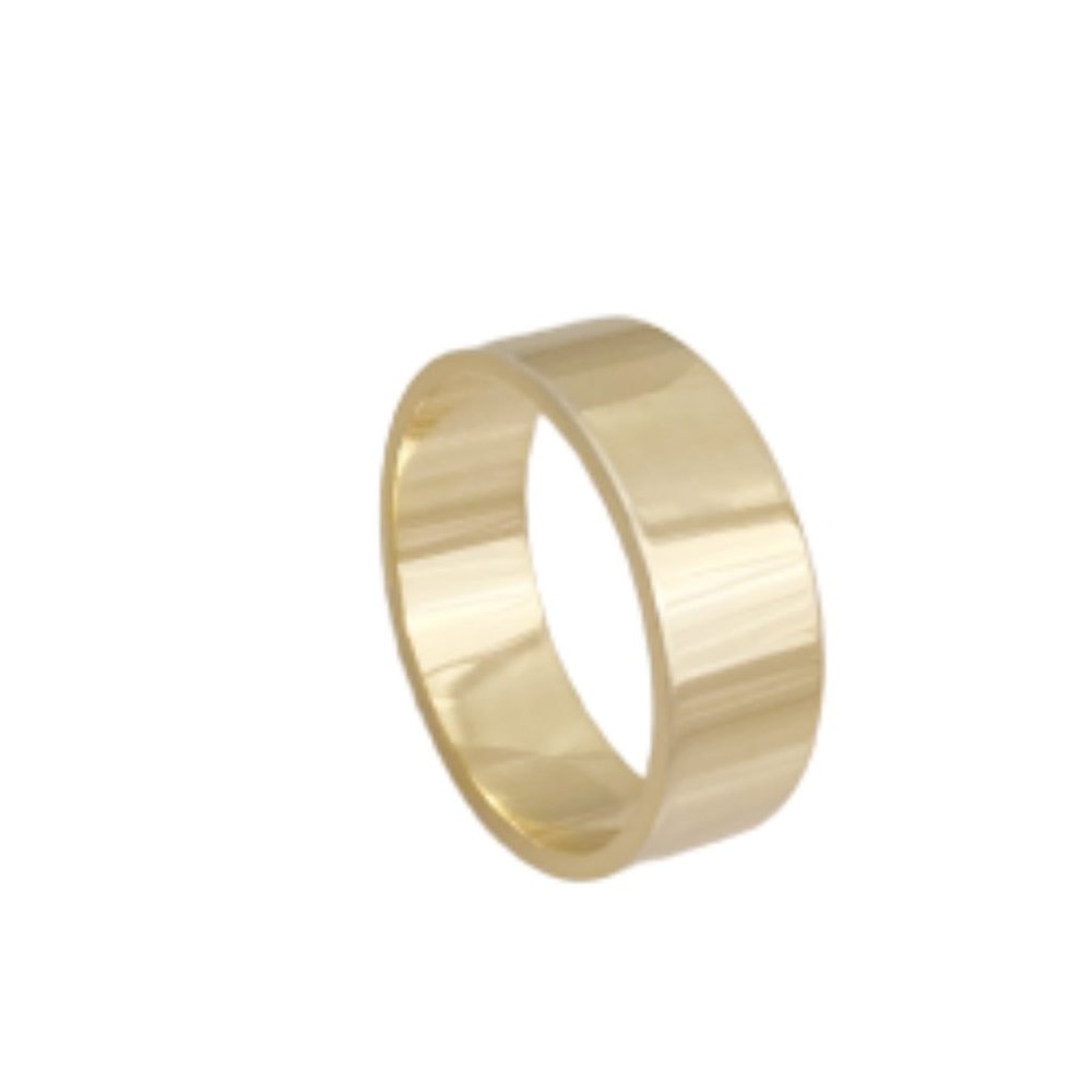 6 MM Flat 14KT Gold Plated Silver Band Ring
